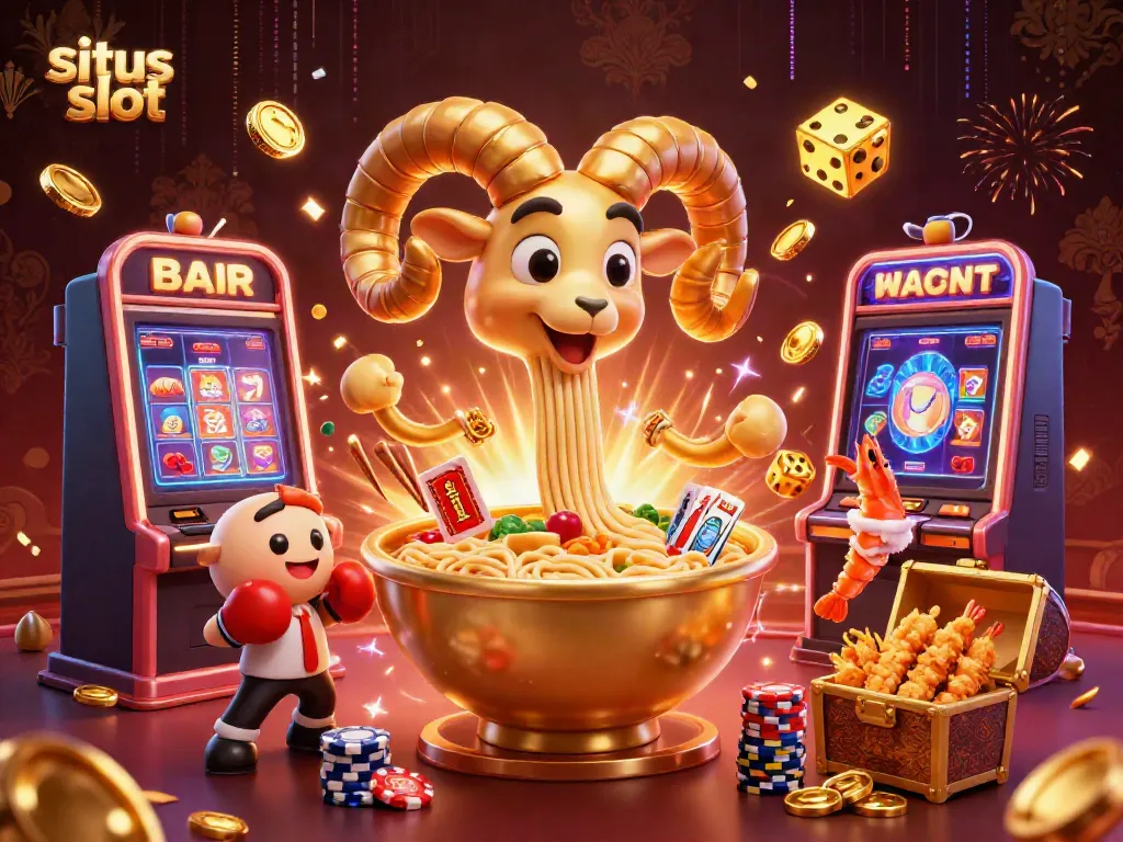 Experience thrilling gameplay with this vibrant illustration featuring situs slot characters and dynamic casino elements.